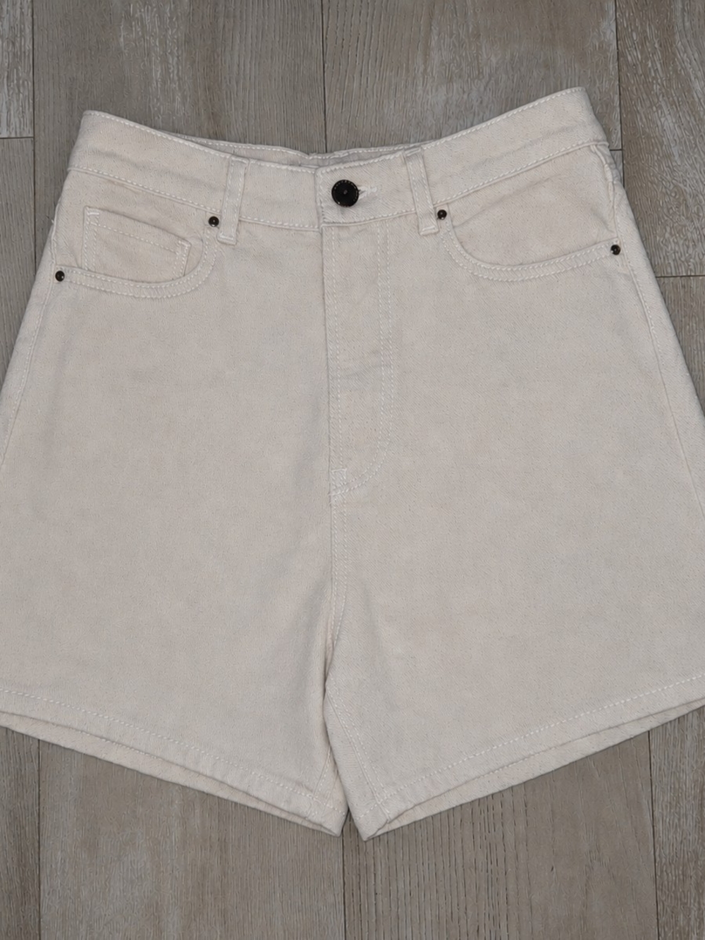 ZARA Off-White Cotton High-Rise Waistband Shorts